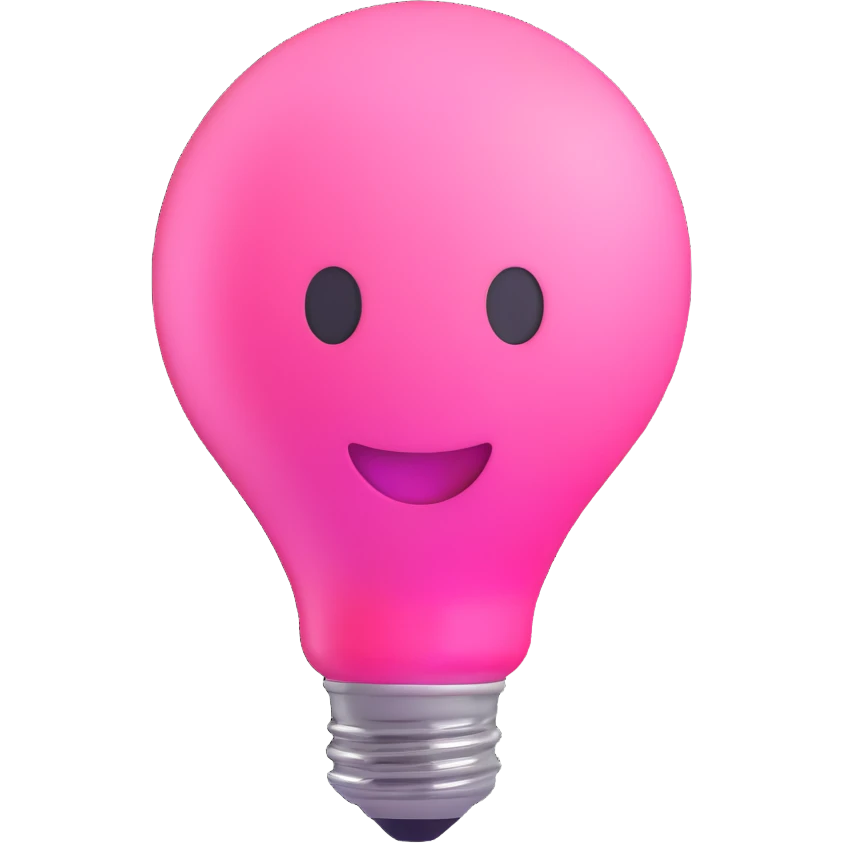 pink light bulb, 3d emoji style emoji