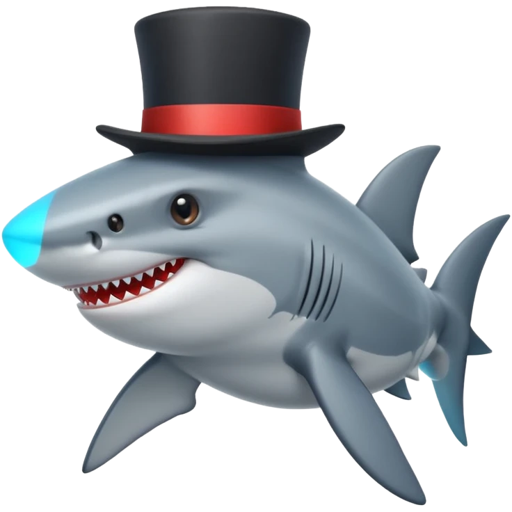 Shark with a top hat emoji