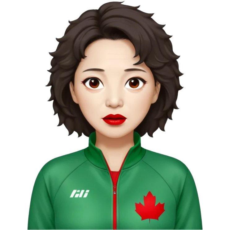 Han Mi-nyeo : Age: Late 60s
Appearance: A middle-aged woman with wrinkles, frizzy, messy dark brown hair and dramatic red lipstick.
Outfit: Green player tracksuit emoji