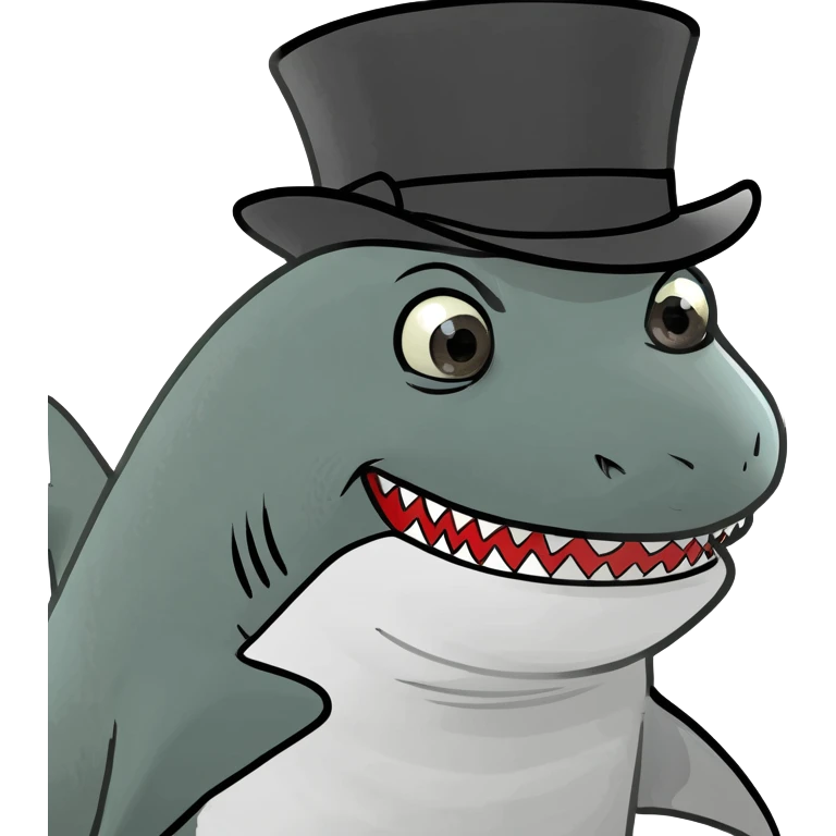 Shark with a top hat emoji