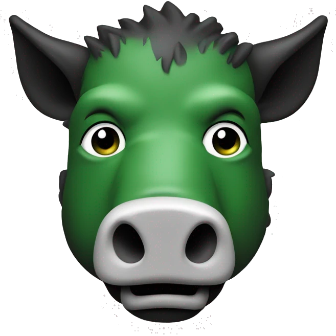 Boar’s head in black, white and green colour emoji