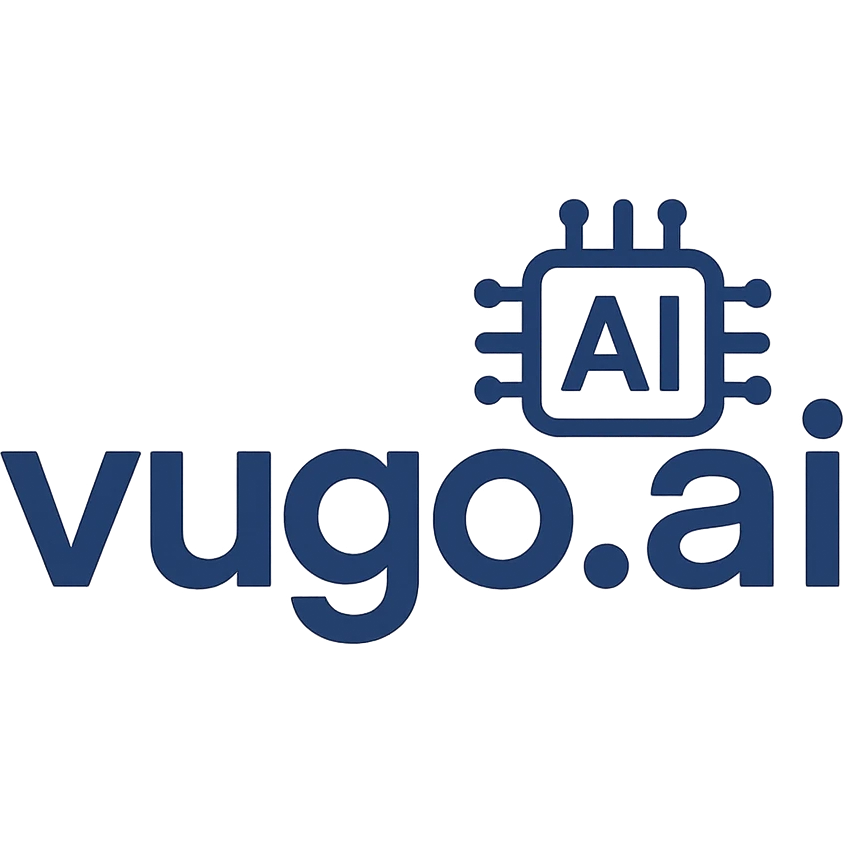 logo for vugo.ai, sleek wordmark, subtle AI motif, professional, high-tech emoji