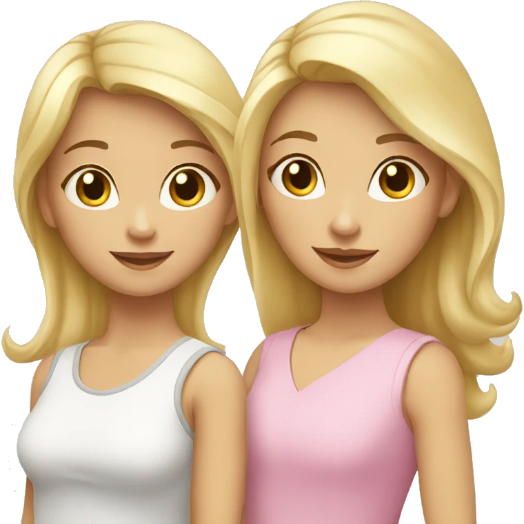 Mom with blond hair, daughter with dark blond hair, daughter with light blonde hair white family emoji