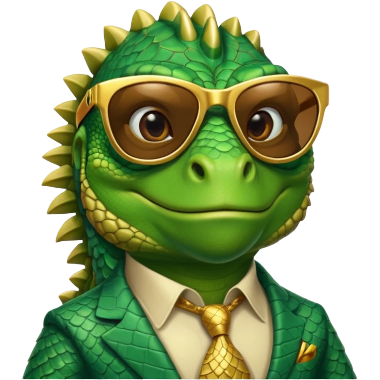 rich capitalist iguana king gold sunglasses emoji
