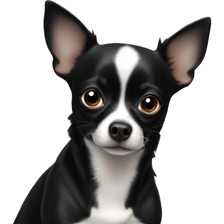 A black chihuahua white a white nuzzle emoji