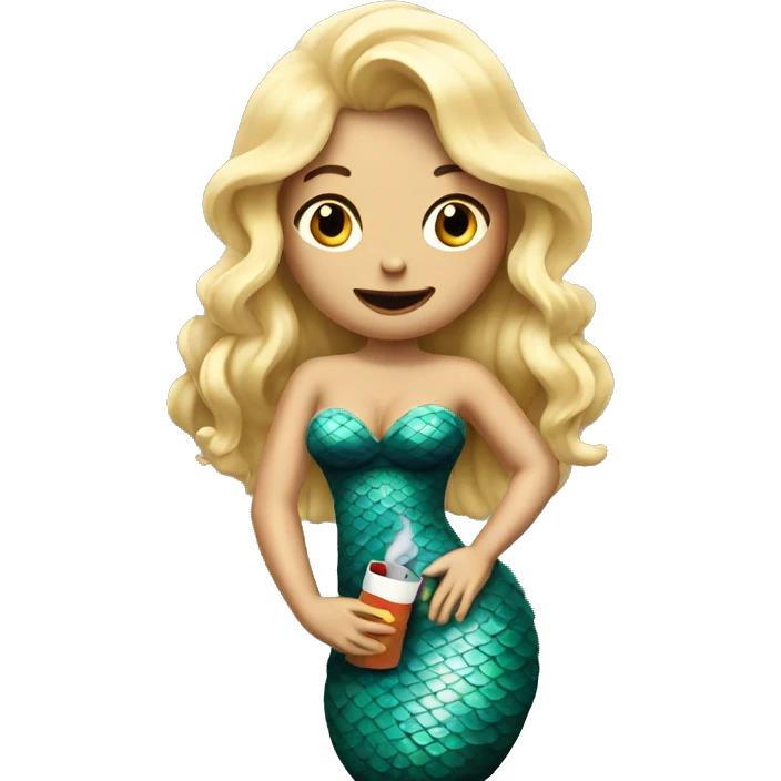 blonde mermaid holding cigarette emoji