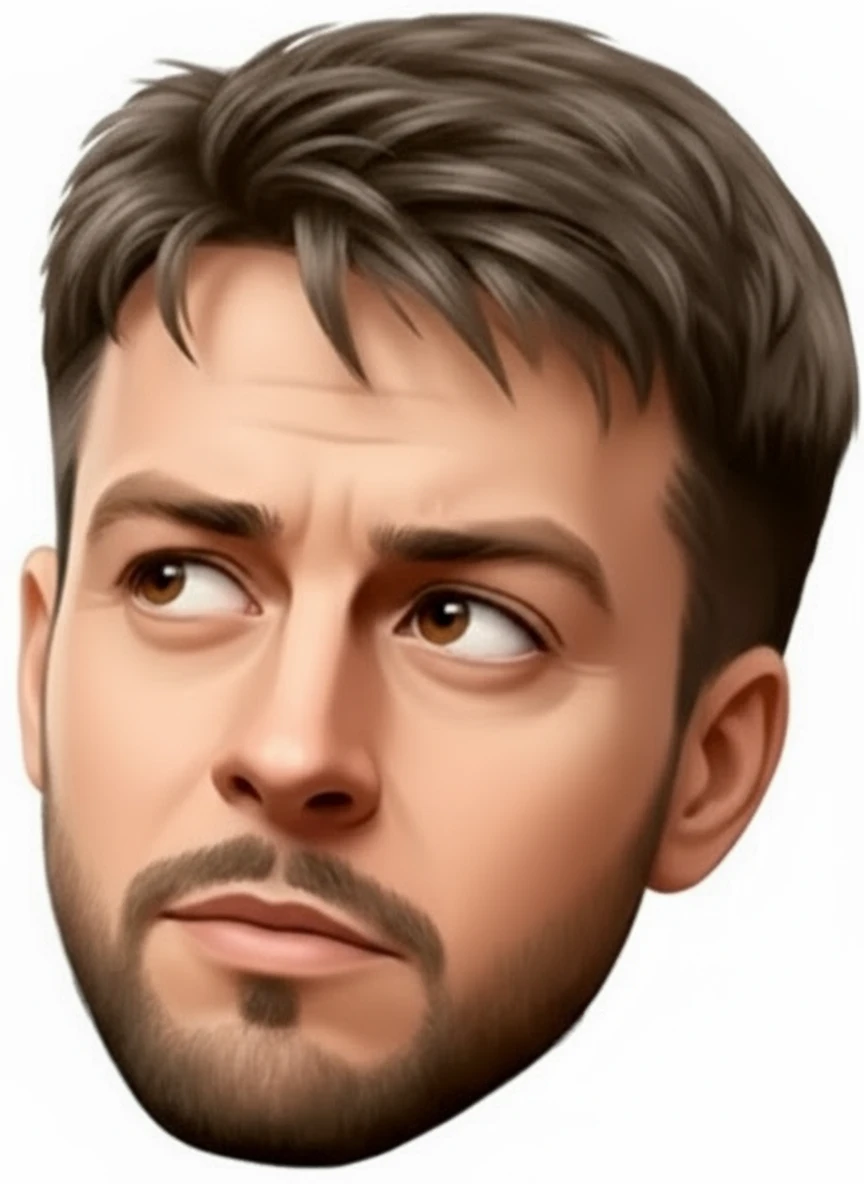 нарисуй точно такого же человека, с такой же эмоцией, но голова повернута в противоположную сторону emoji