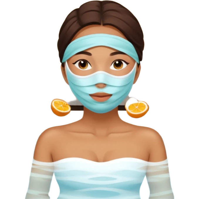 Lady with face mask spa beauty full face relaxing emoji