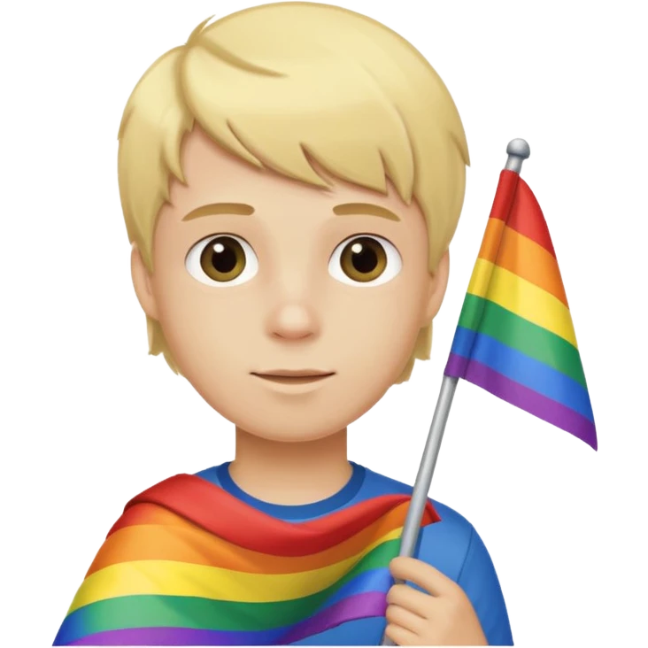 Blonde boy with gay flag emoji