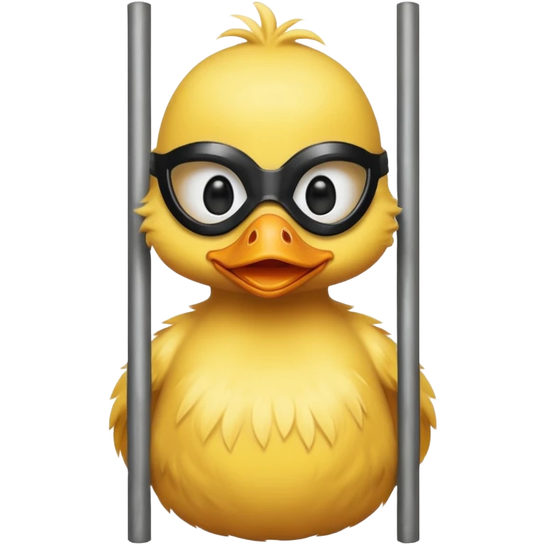 baby duck wearing a mask behind jail bars emoji