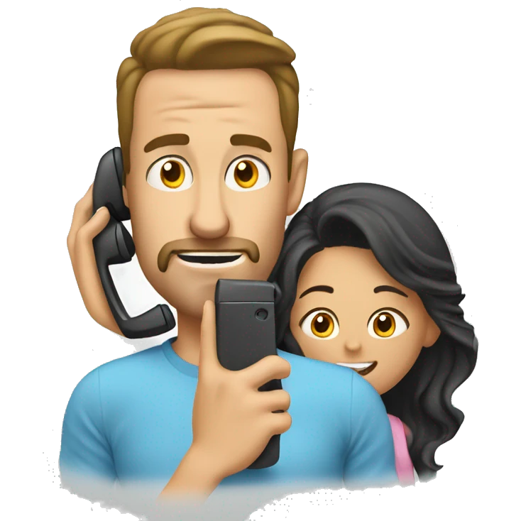 Husband poking wife while she is on the phone  emoji