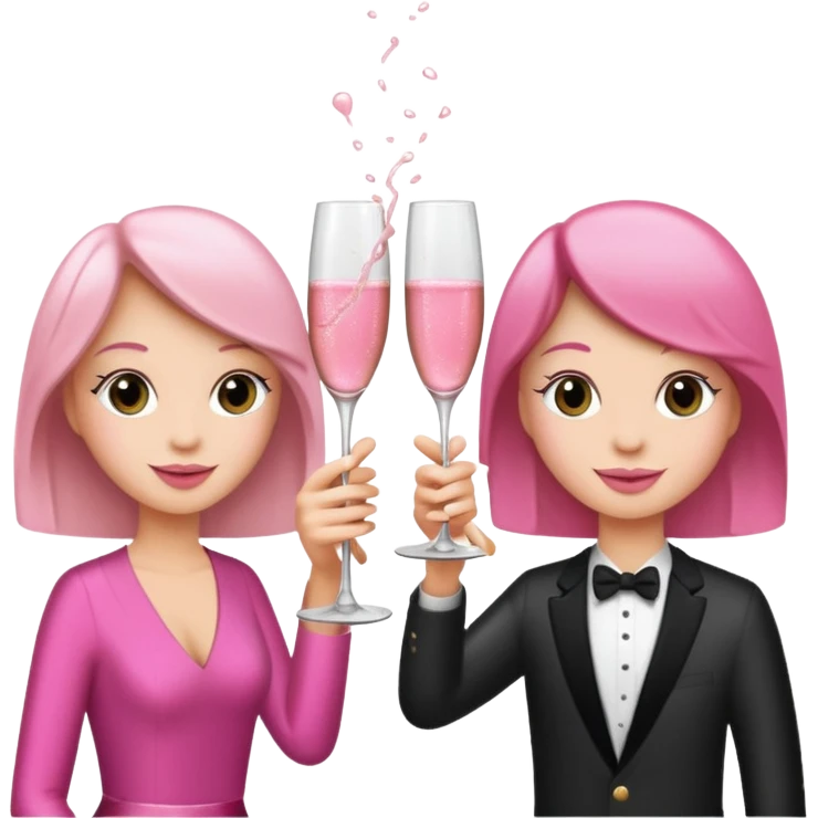 champagne glasses with pink champagne giving cheers two people emoji