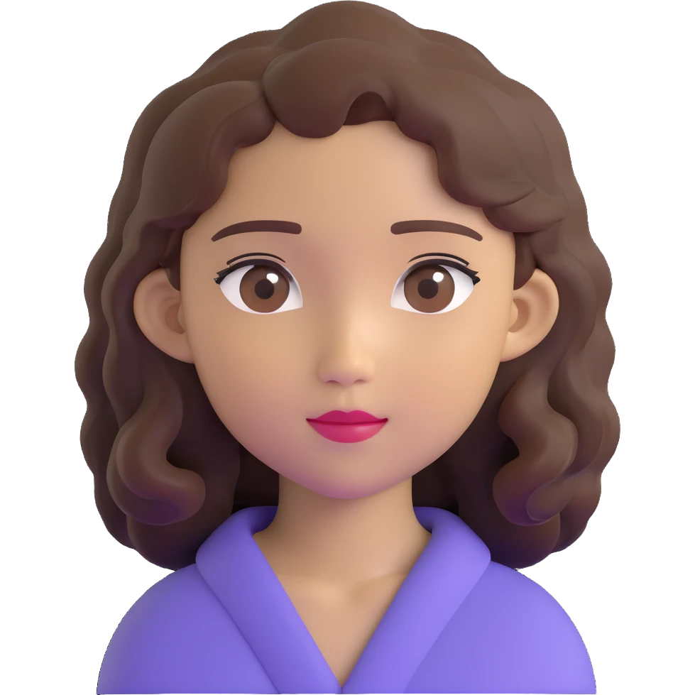 portrait of an Asian girl with medium brown wavy hair and brown eyes, paler skin tone emoji