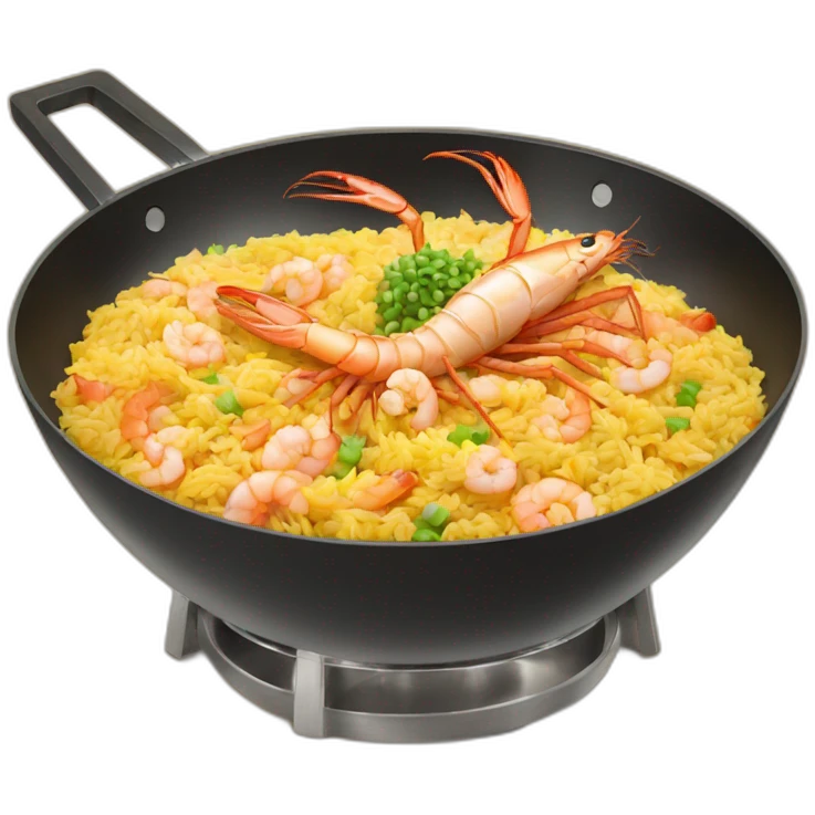 shrimp making fried rice in a wok emoji
