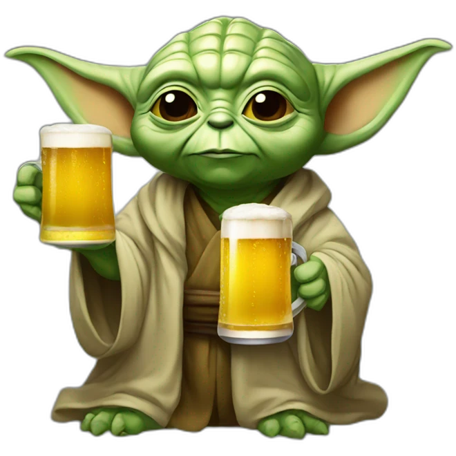 Yoda with beer emoji