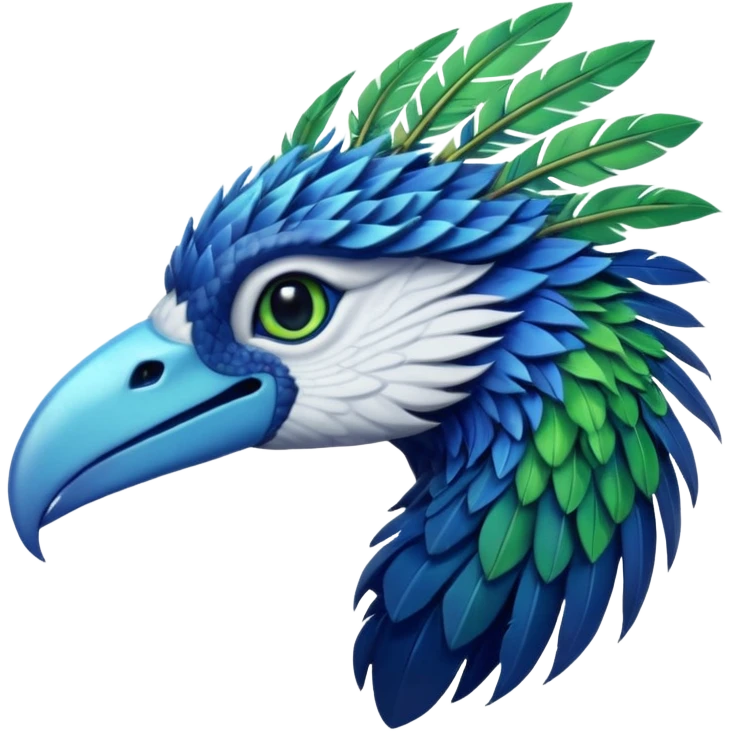 Ikran mountain banshee from Avatar The Way of Water, close-up face, expressive eyes, blue and green colors emoji