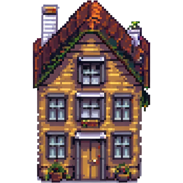 a victorian house, pixel art style, small and charming emoji