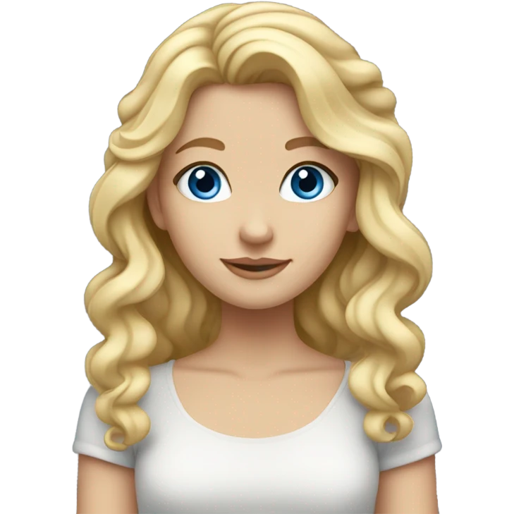 Blonde white girl with curled hair and blue eyes emoji
