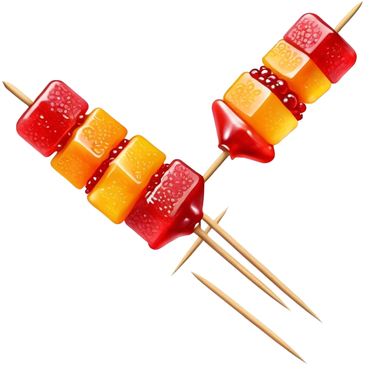 Tanghulu candied fruit skewers with red sugar coating, Chinese street food emoji