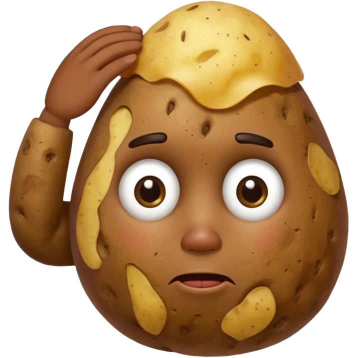 Potato that is confused with hand scratching his head emoji