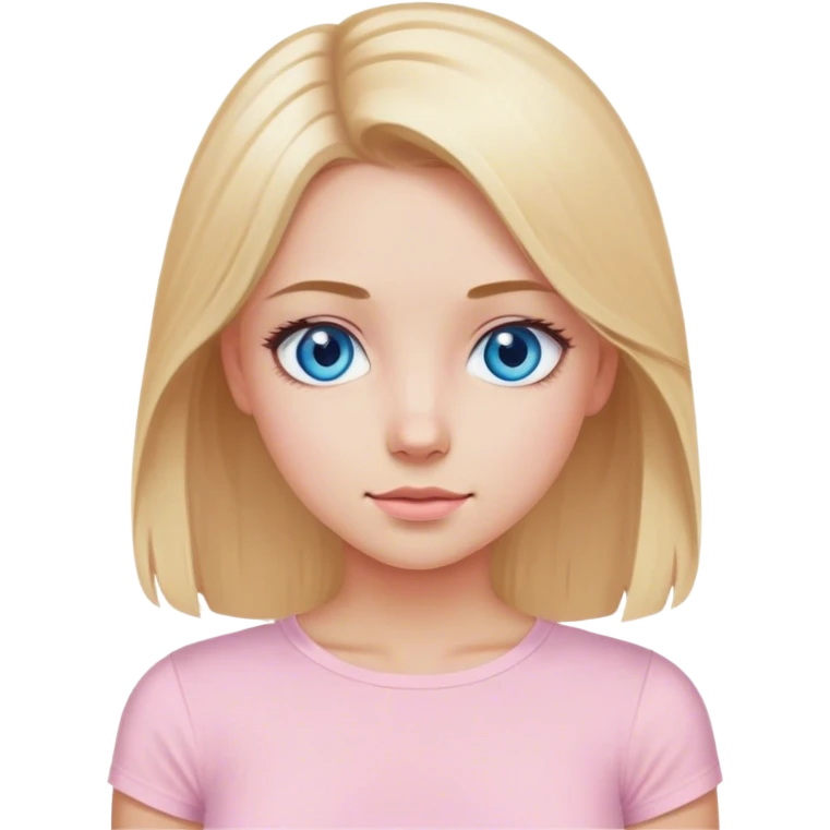 Medium long blonde hair blue eyed girl in light pink top  emoji