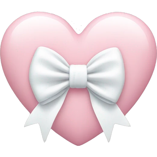 Pastel pink heart with white bow emoji