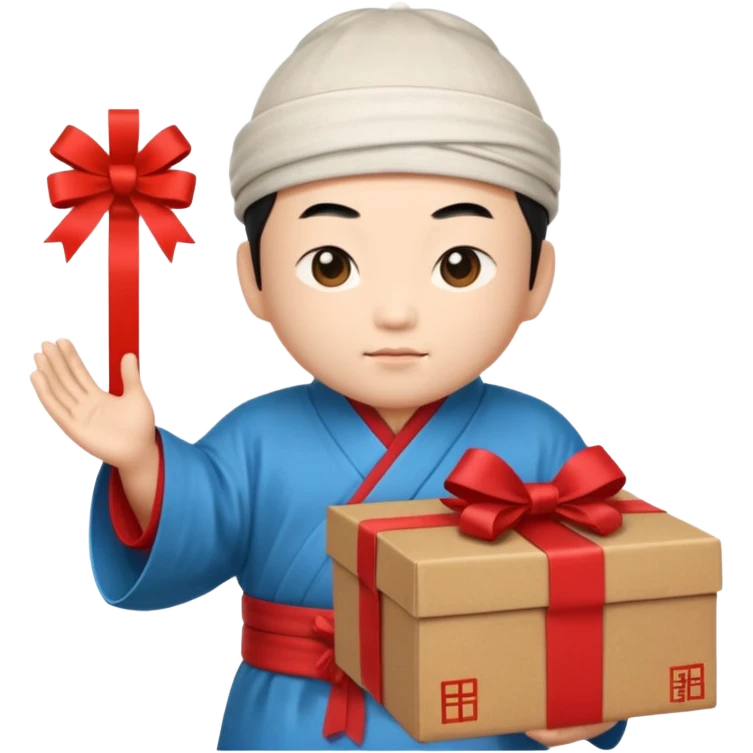 chinese Ming god hold carton box gift emoji