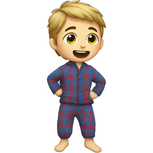 a boy falling down wearing plaid pyjamas emoji
