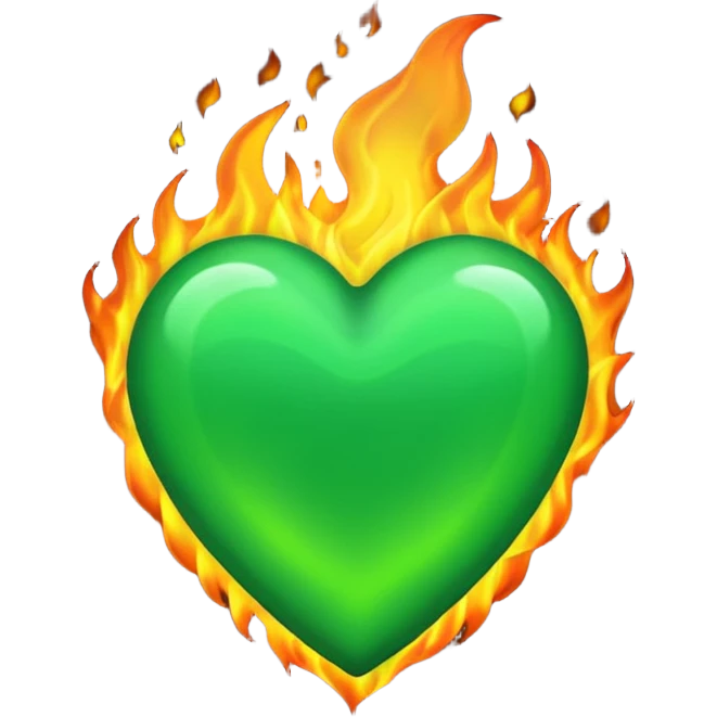 green heart on fire emoji