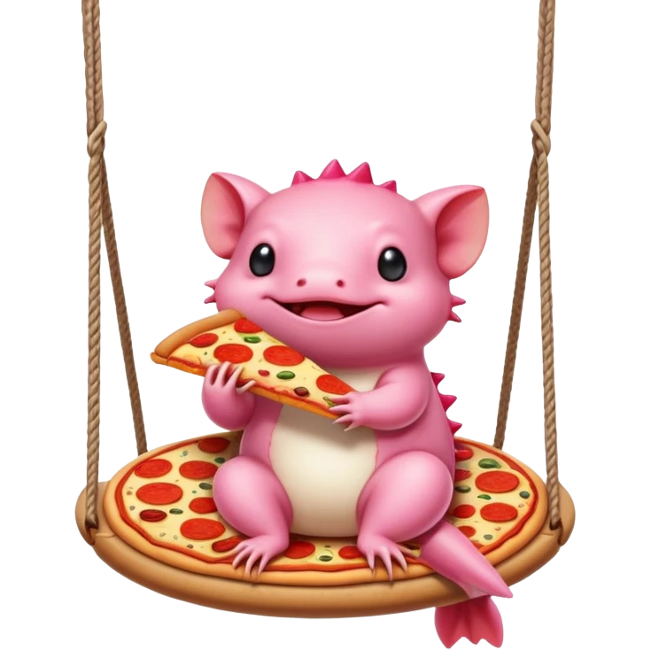 Axolotl Eating Pizza On A Swing emoji