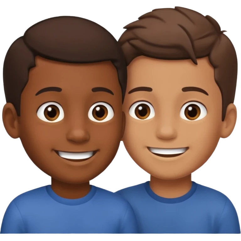 Two boys having a conversation facing at each other. emoji