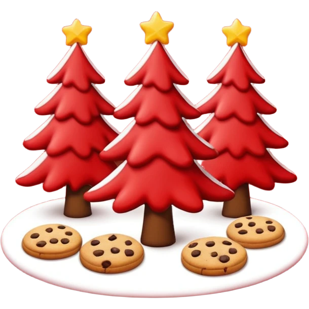 Christmas wallpaper with emoji trees cookies chilling all in red colour emoji