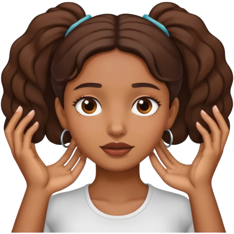 brown girl holding her neck with both hands emoji