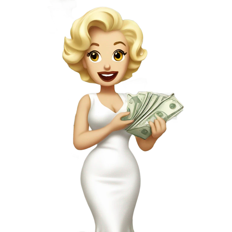 Marilyn Monroe with money in white dress emoji