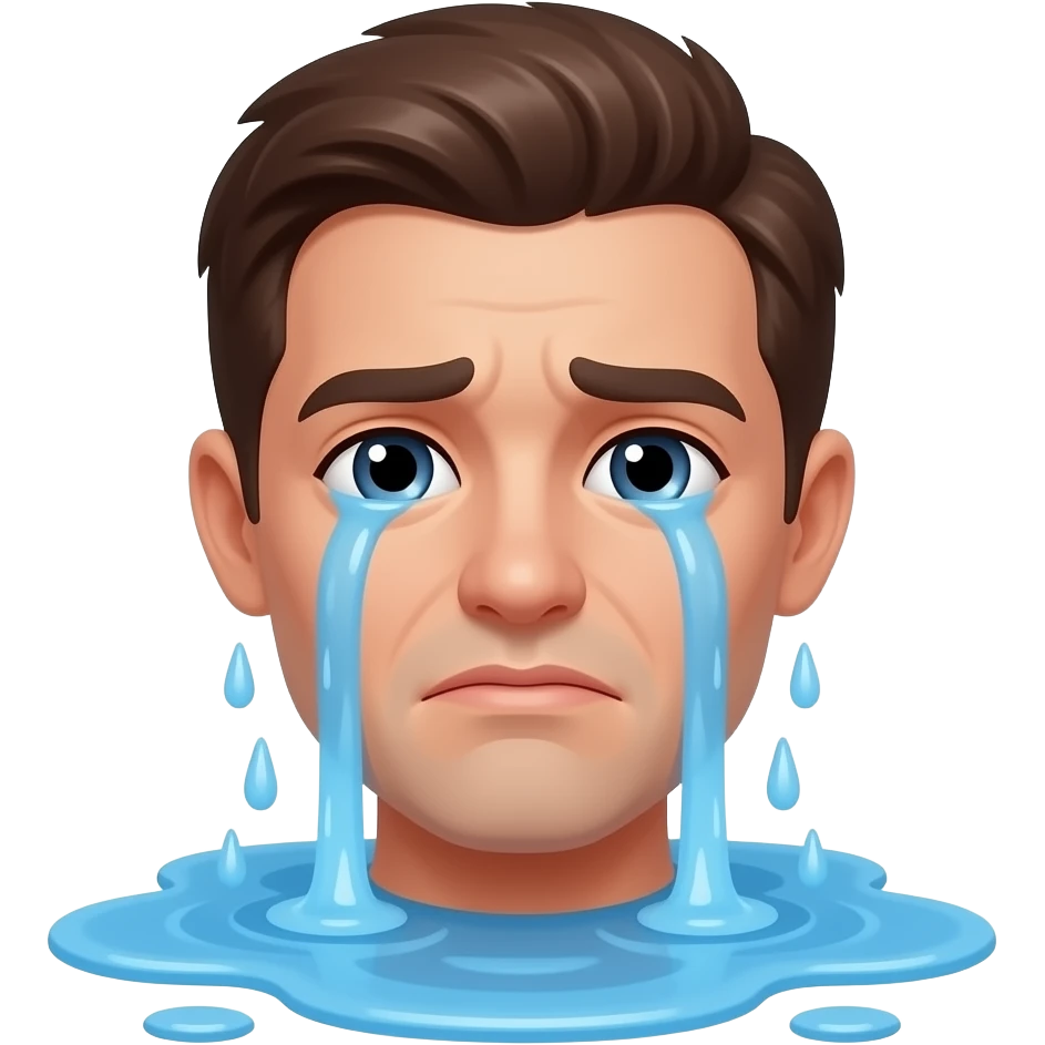 Ağlama emojisi ama ağlamaktan sel olmuş emoji