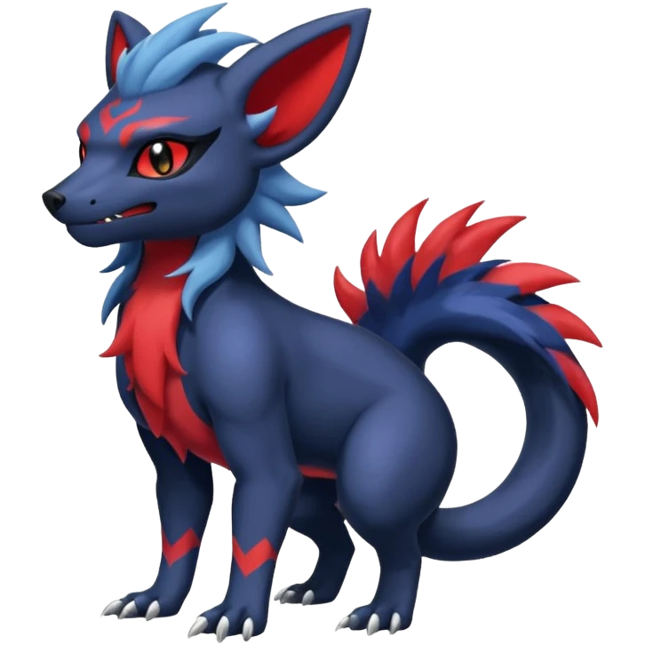 Exotic colorful cool handsome elemental exotic Zorua-Absol-Salandit-fusion (full body) emoji