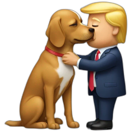 trump kissing a dog emoji