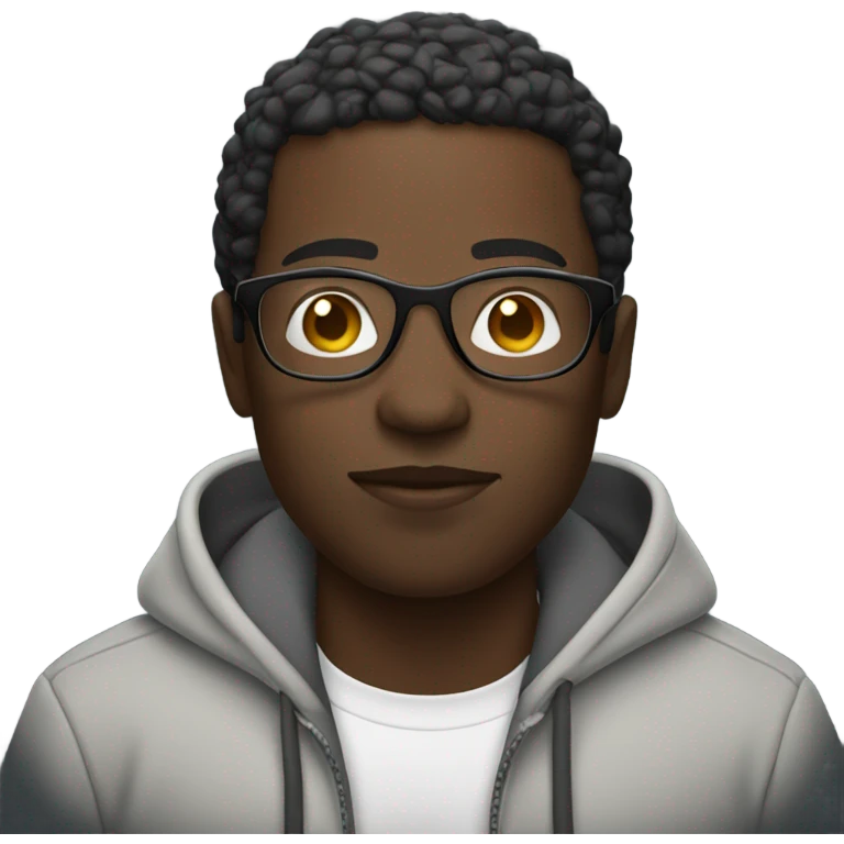 Black guy wearing a hoodie with glasses with a camera  emoji