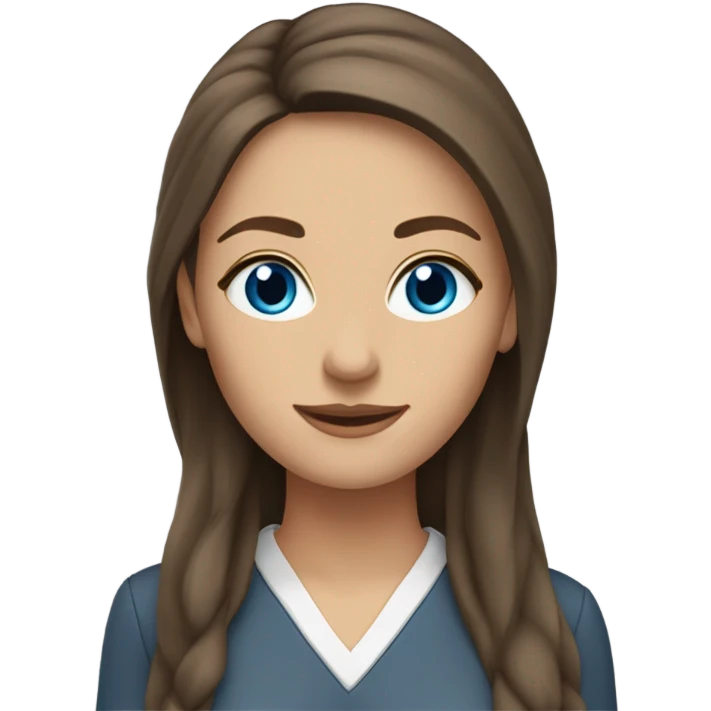 Female Teacher with long brown hair, ensure she has blue eyes and it’s earring sports clothing emoji