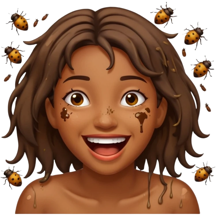 Fille en caca habillée en caca qui pu et pleure de rire avec des mouches autour emoji