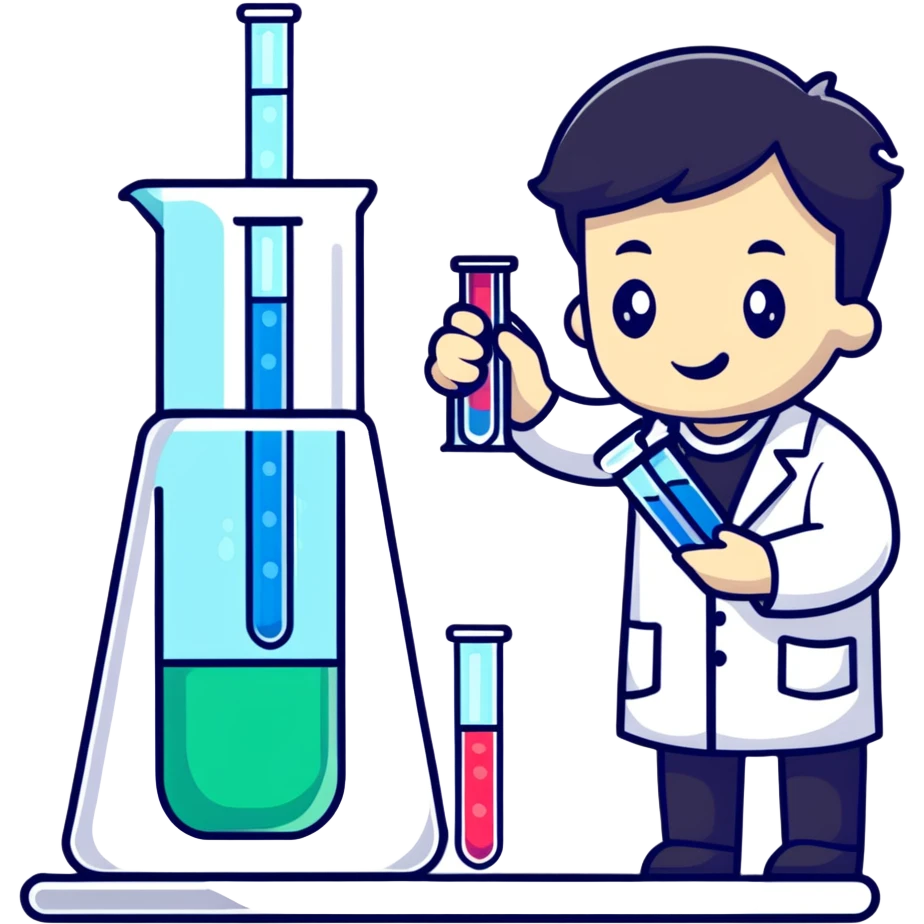 scientist comparing two test tubes labeled A and B emoji