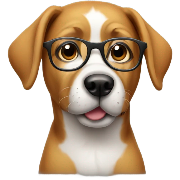 Dog wearing glasses emoji