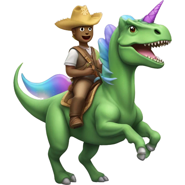 dinosaur riding a unicorn emoji