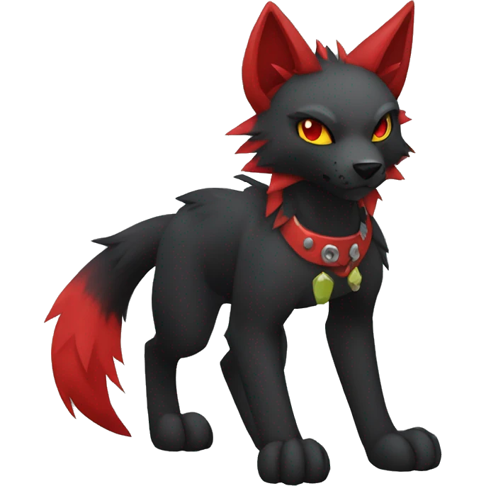black red punk wolf-cat-Fakemon emoji