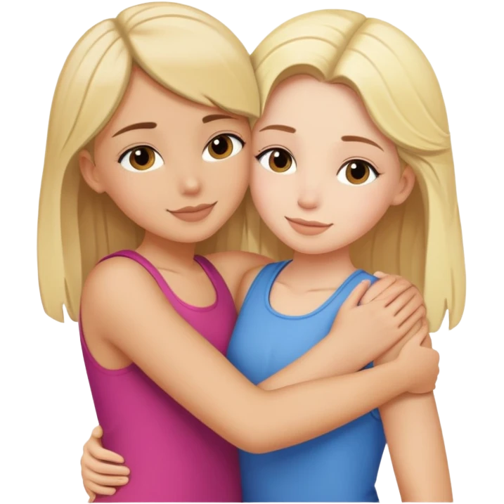 blonde girl hugging a brunette girl.they’re best friends  emoji