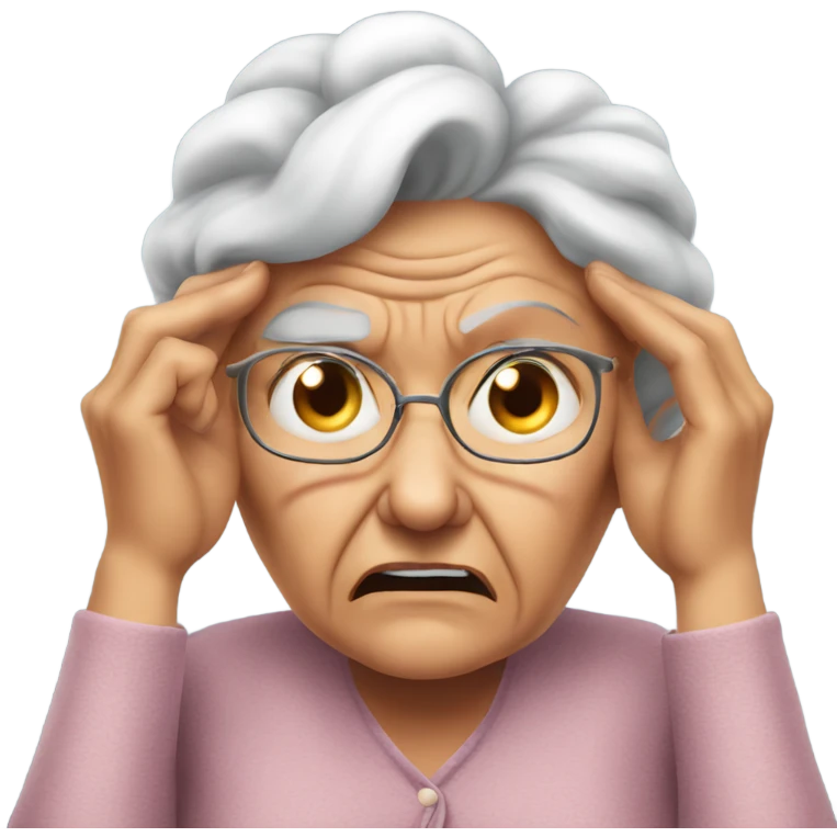 angry grandma cover her ears with her hand emoji