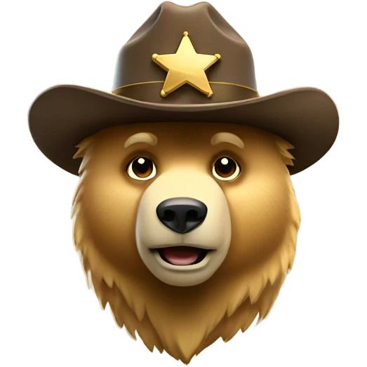 Golden grizzly bear with a sheriffs hat  emoji