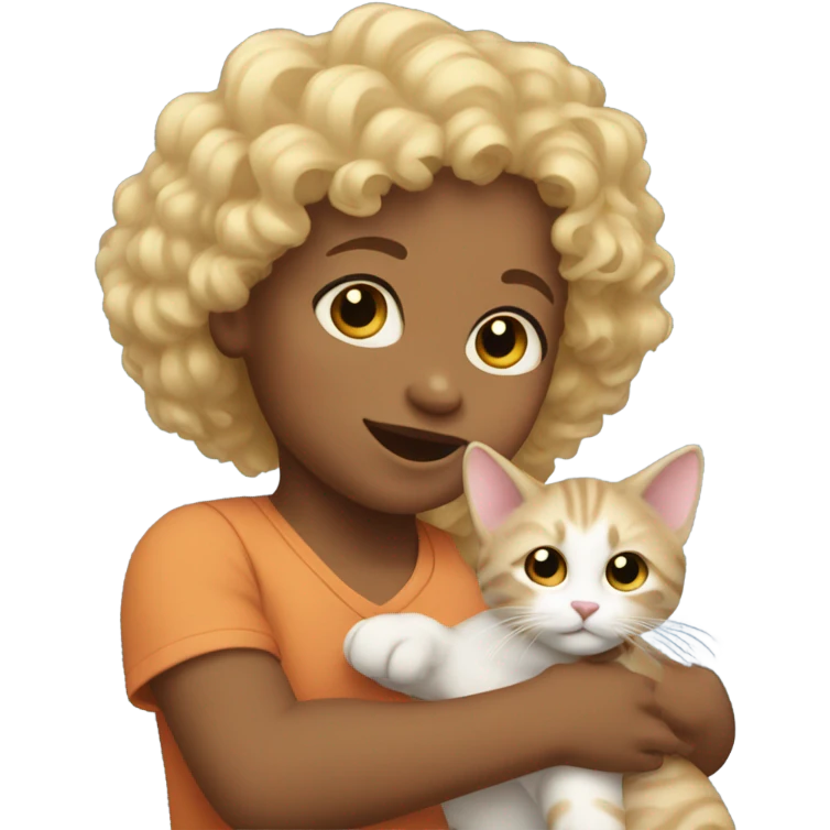 Curly light hair toddler with cat emoji