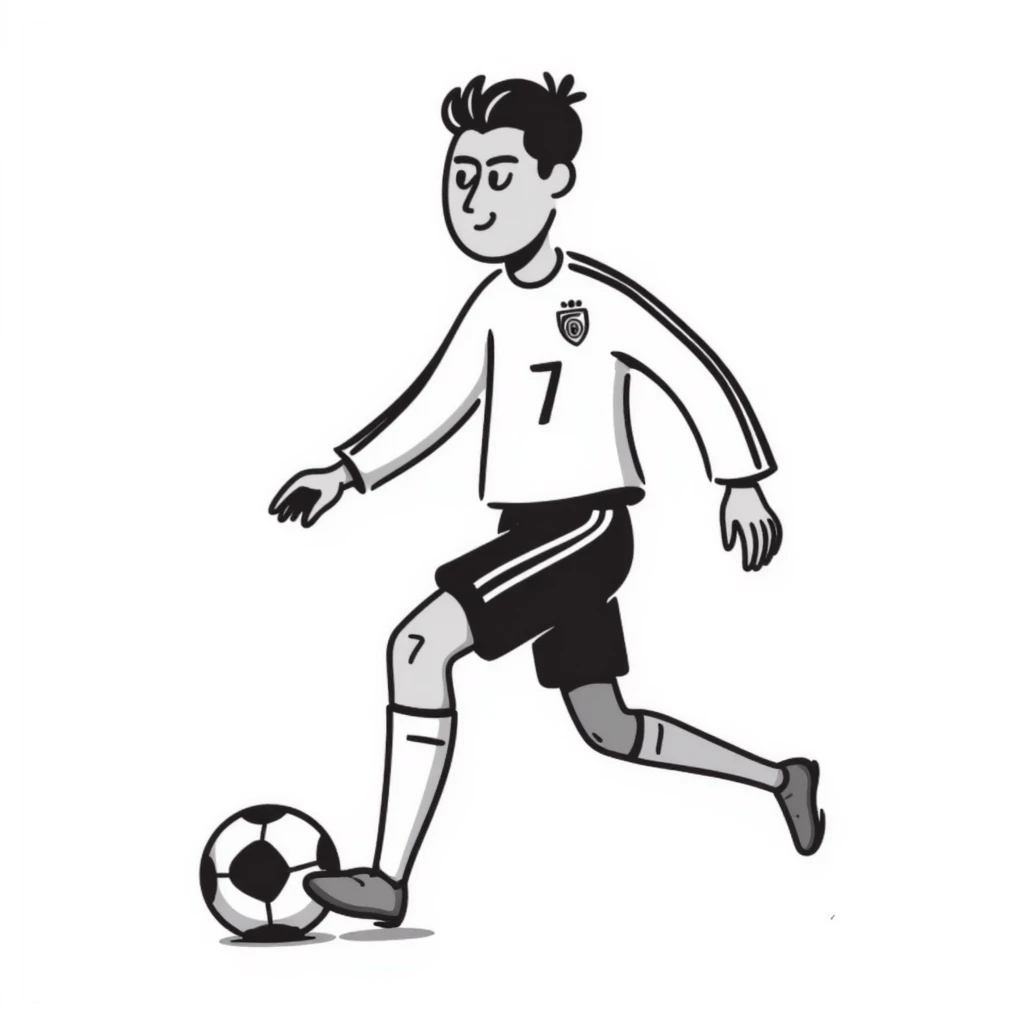 Cristiano Ronaldo with soccer ball, football player with jersey number 7 emoji