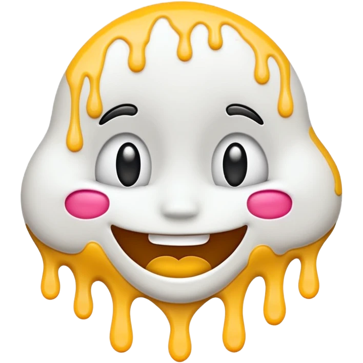 Fave emoji with white paint all over its face dripping  emoji